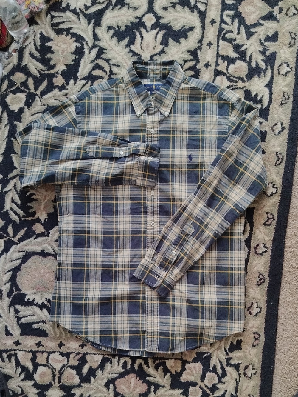 Polo by Ralph Lauren Blue and Cream Plaid Button-Down Shirt